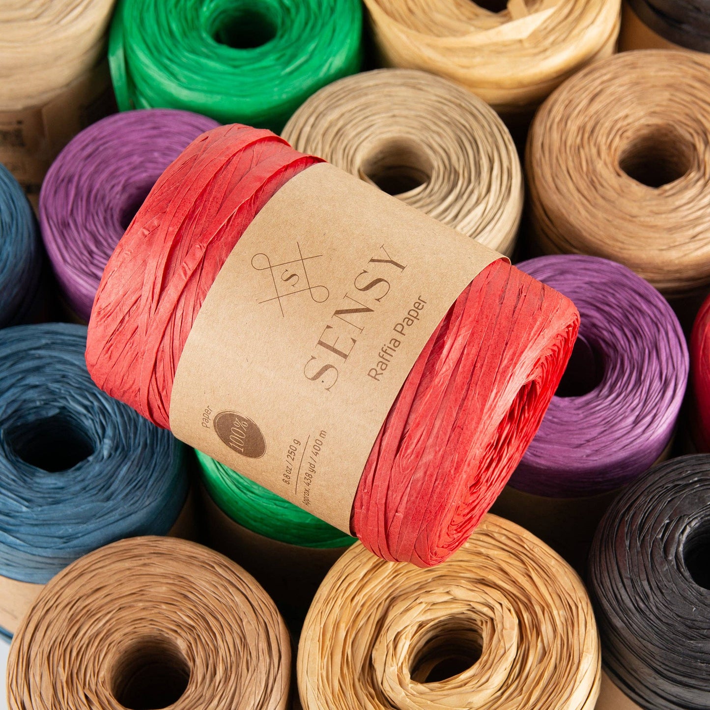 Sensy Premium 438 yards %100 Paper Raffia Paper: Natural