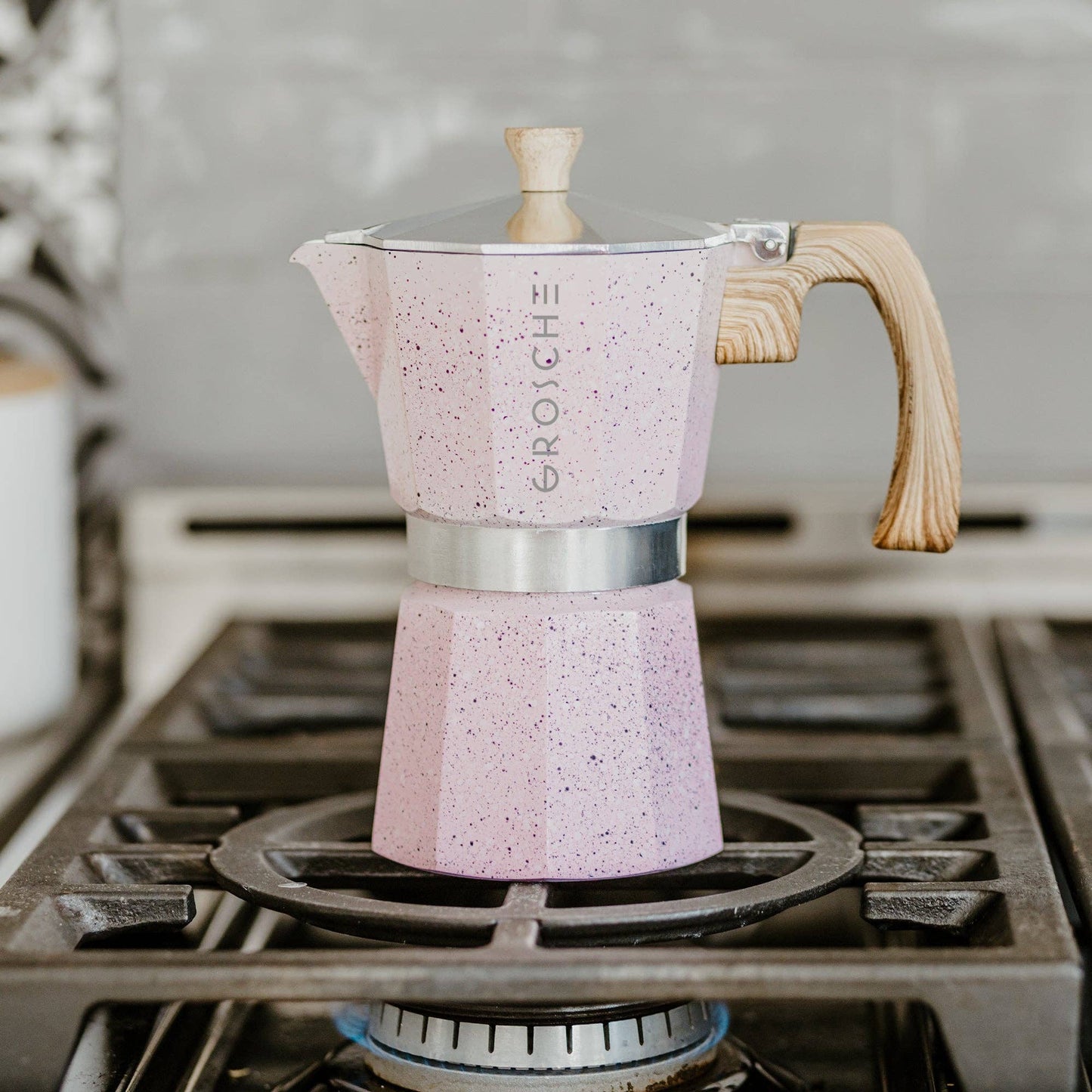 MILANO STONE Stovetop Espresso Maker  - Blush Pink: 6 cup