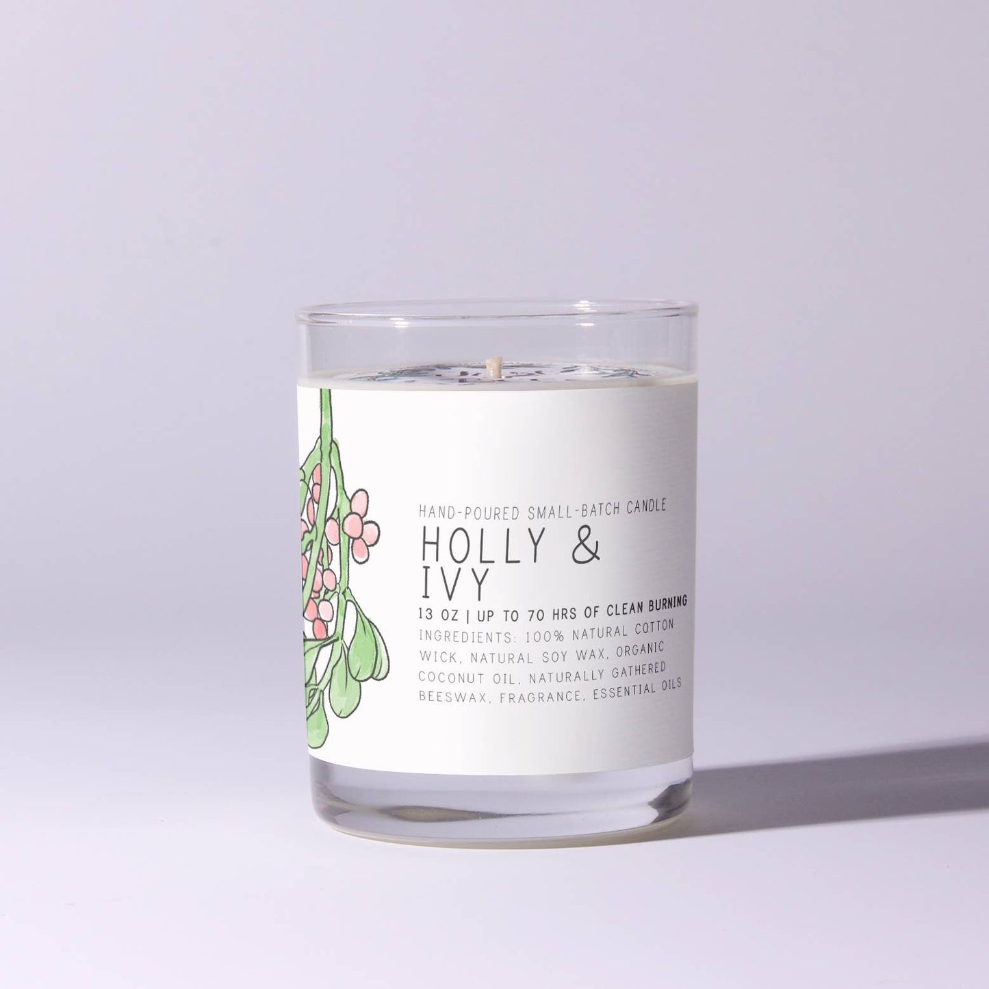 Holly & Ivy - Just Bee Candles: 7 oz (up to 40 hrs of clean burning)