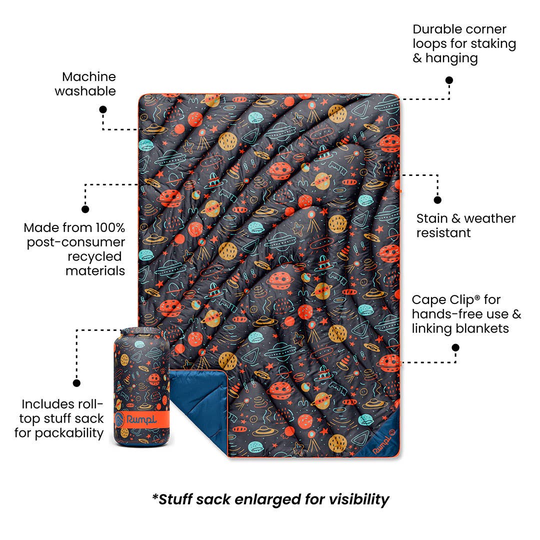 Original Puffy Throw Blanket - Bedtime Space Doodles: Compact Throw