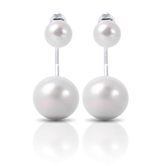 Pearl Earrings w/Pearl Drop Jacket - Natural White - AMANDA BLU AG