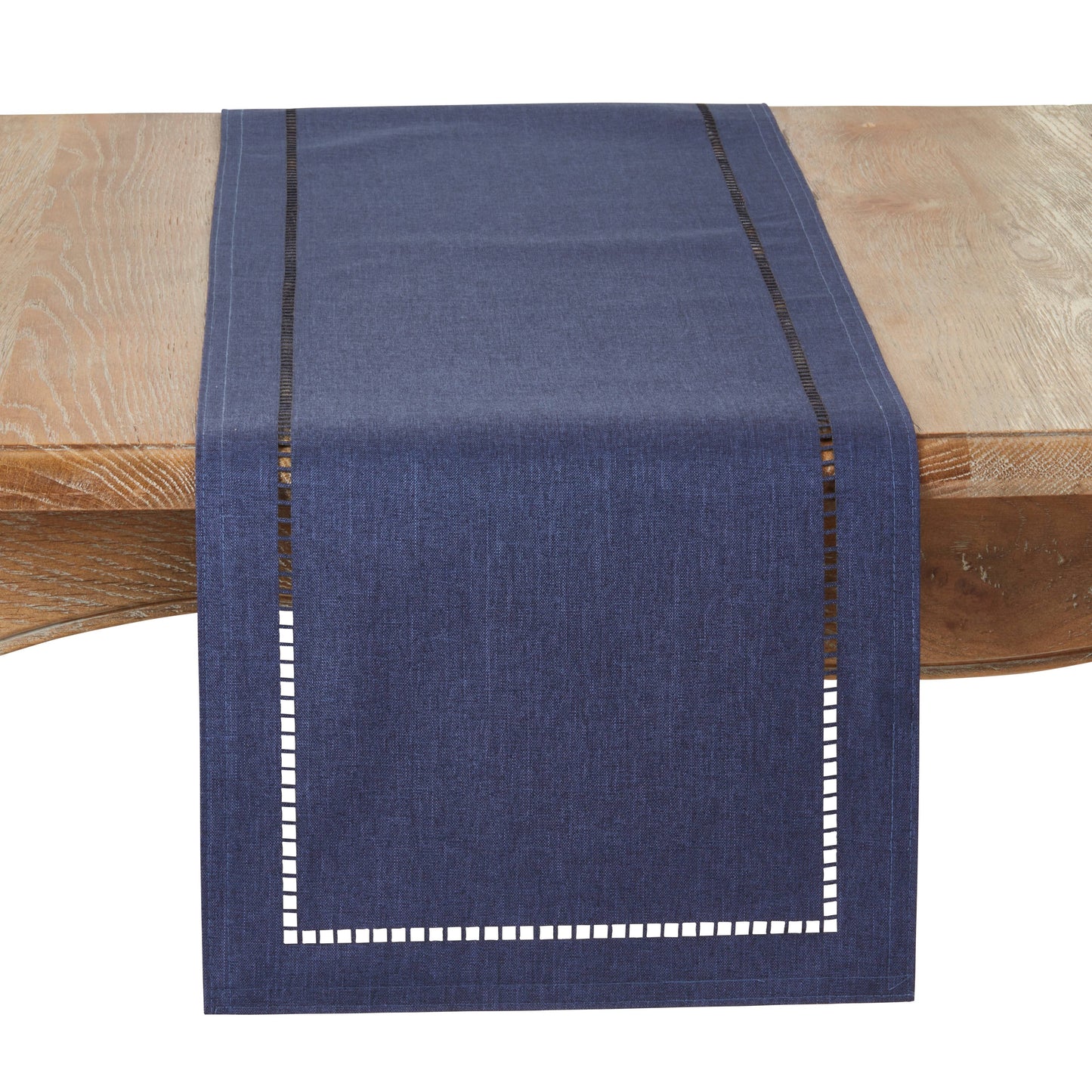 Laser-Cut Hemstitch Runner: Denim / 14"x72"