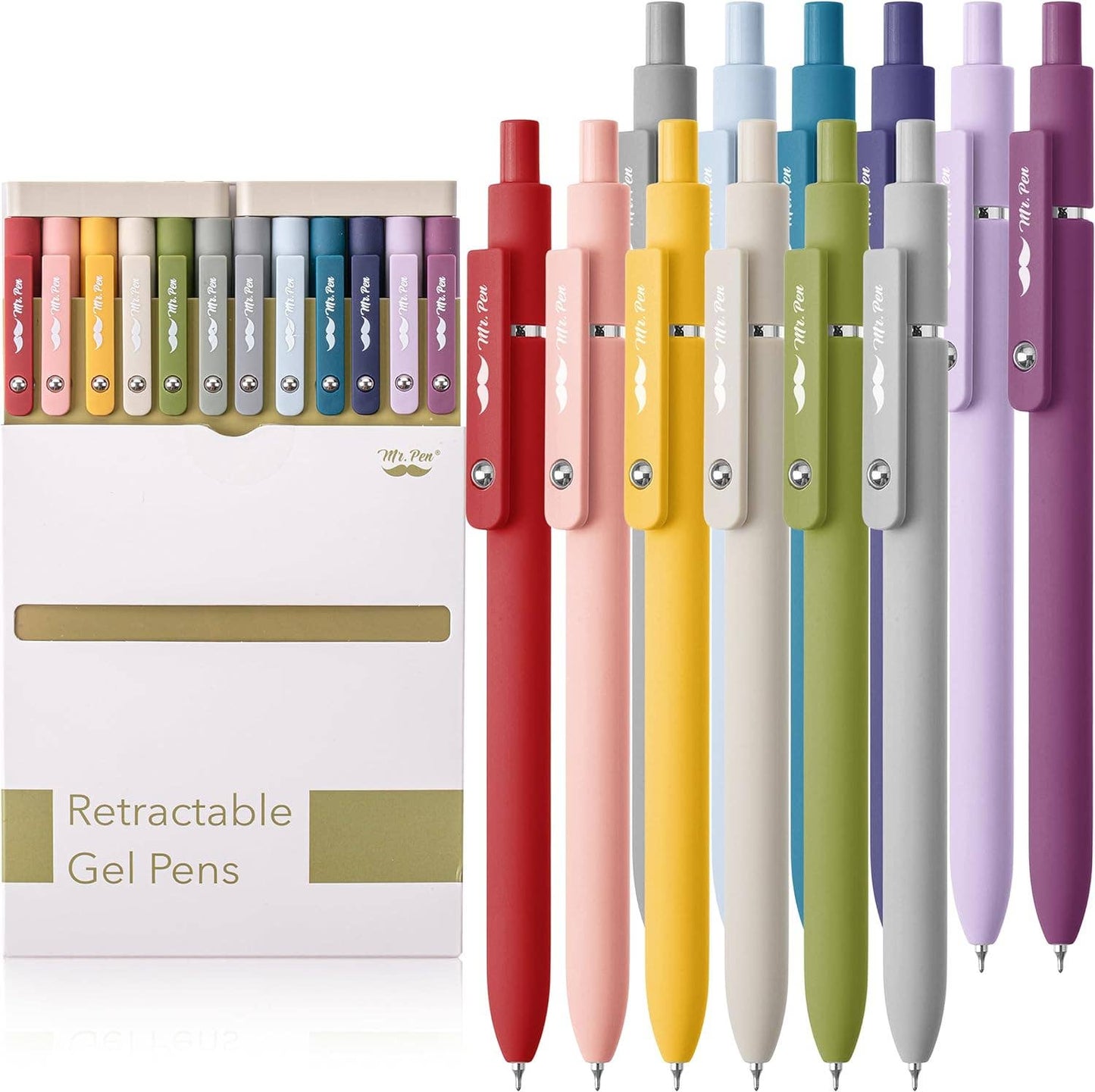 Retractable Fine Point Gel Pens, 6 Pack, Morandi: 6 pack, Morandi Barrels