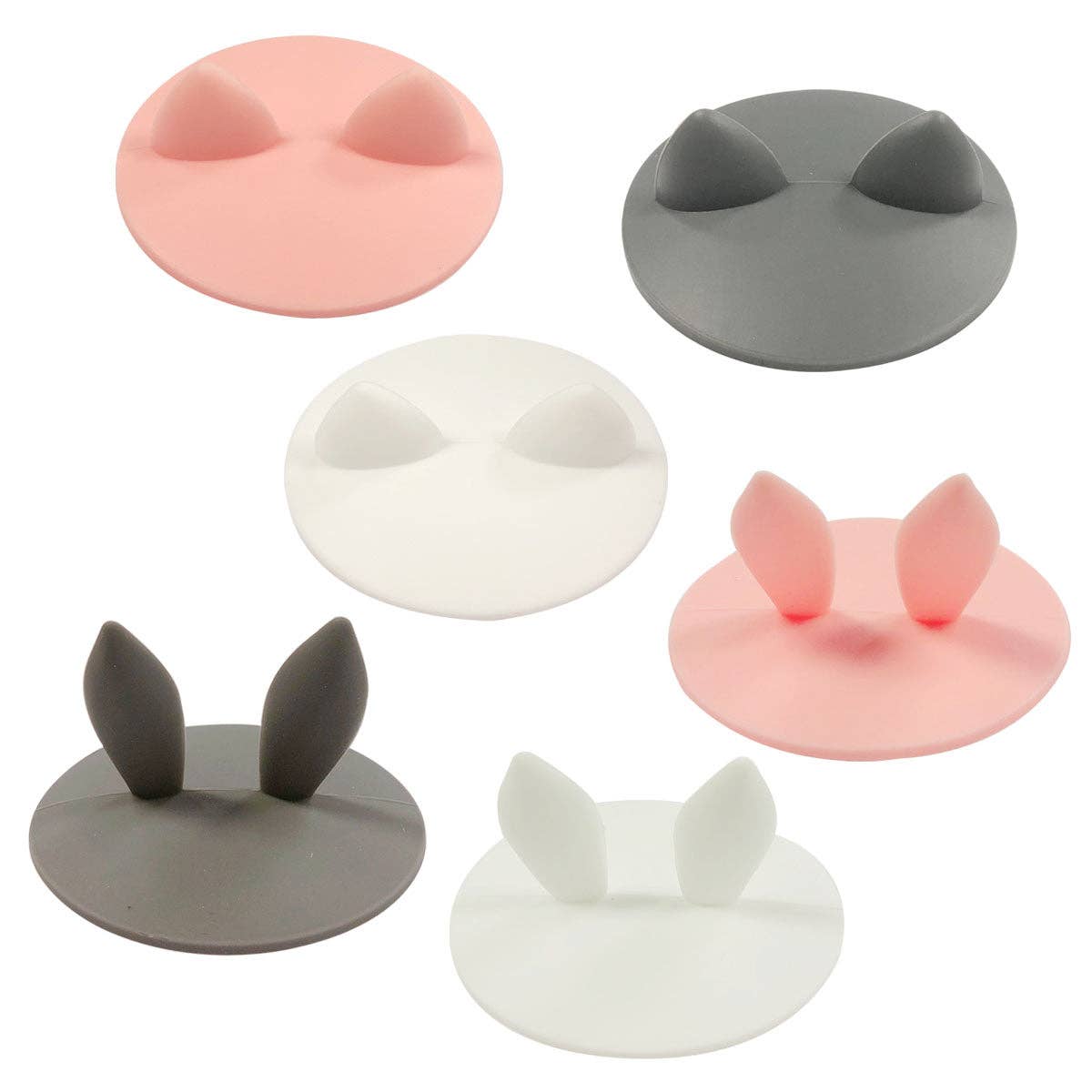 Wrapables Silicone Cup Lids, Anti-Dust Airtight Mug Covers for Hot and Cold Beverages (Set of 6): Cats
