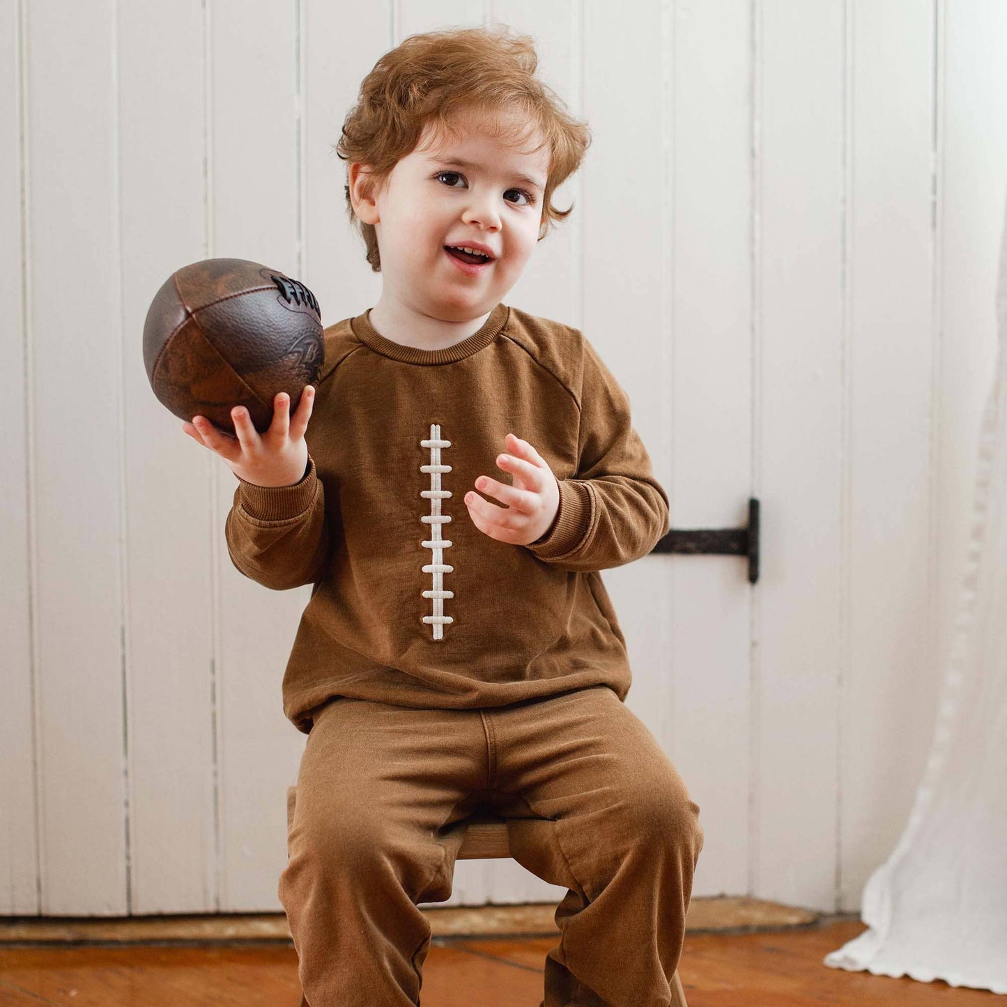 Acid Wash Football Toddler Sweatshirt Set: Hunter / 4 Toddler