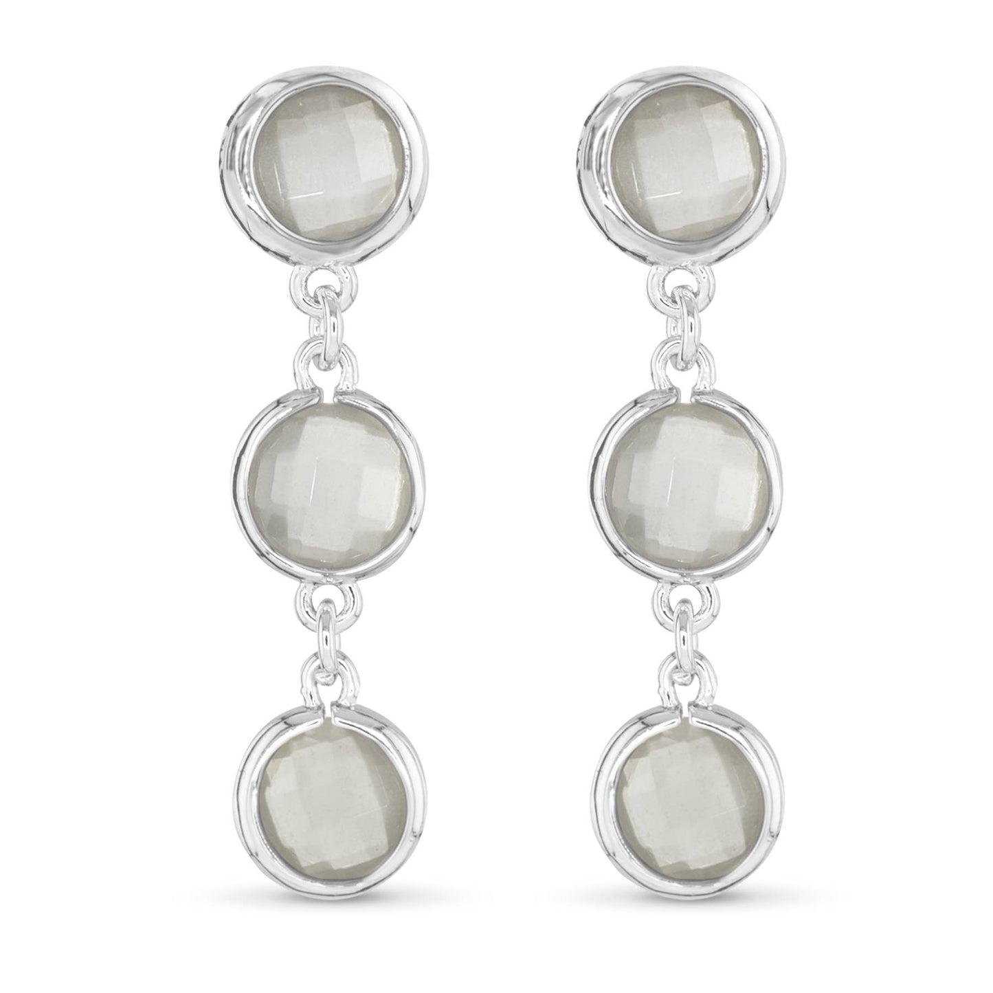 Faceted CZ Earrings | Ice Blu Collection: Milky White / Sterling Silver Dipped
