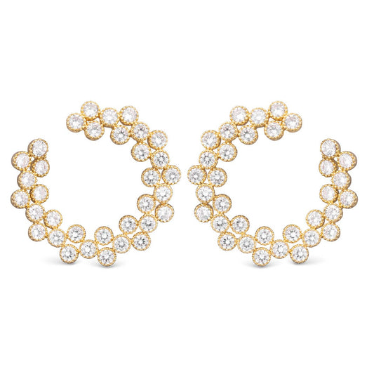 CZ Double Row Open Circle Earrings -  Gold - AMANDA BLU AG