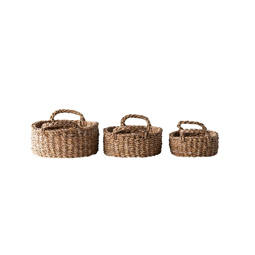 Hand-Woven Baskets with Handles - MEDIUM