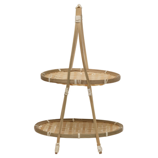 12 1/4"L BAMBOO OVAL TIER