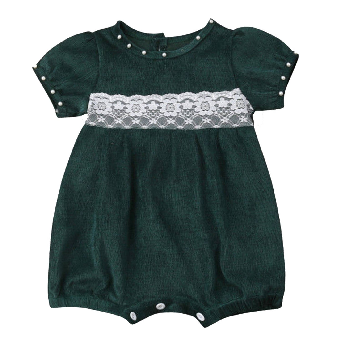 Corduroy Pearl Lace Baby Jumpsuit: Pink / 3-6 Months
