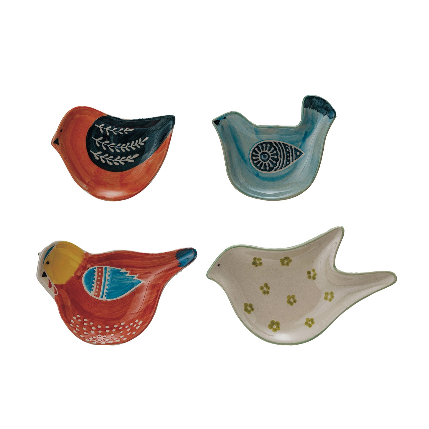 Hand-Painted Stoneware Bird Shaped Dish - 4 Styles