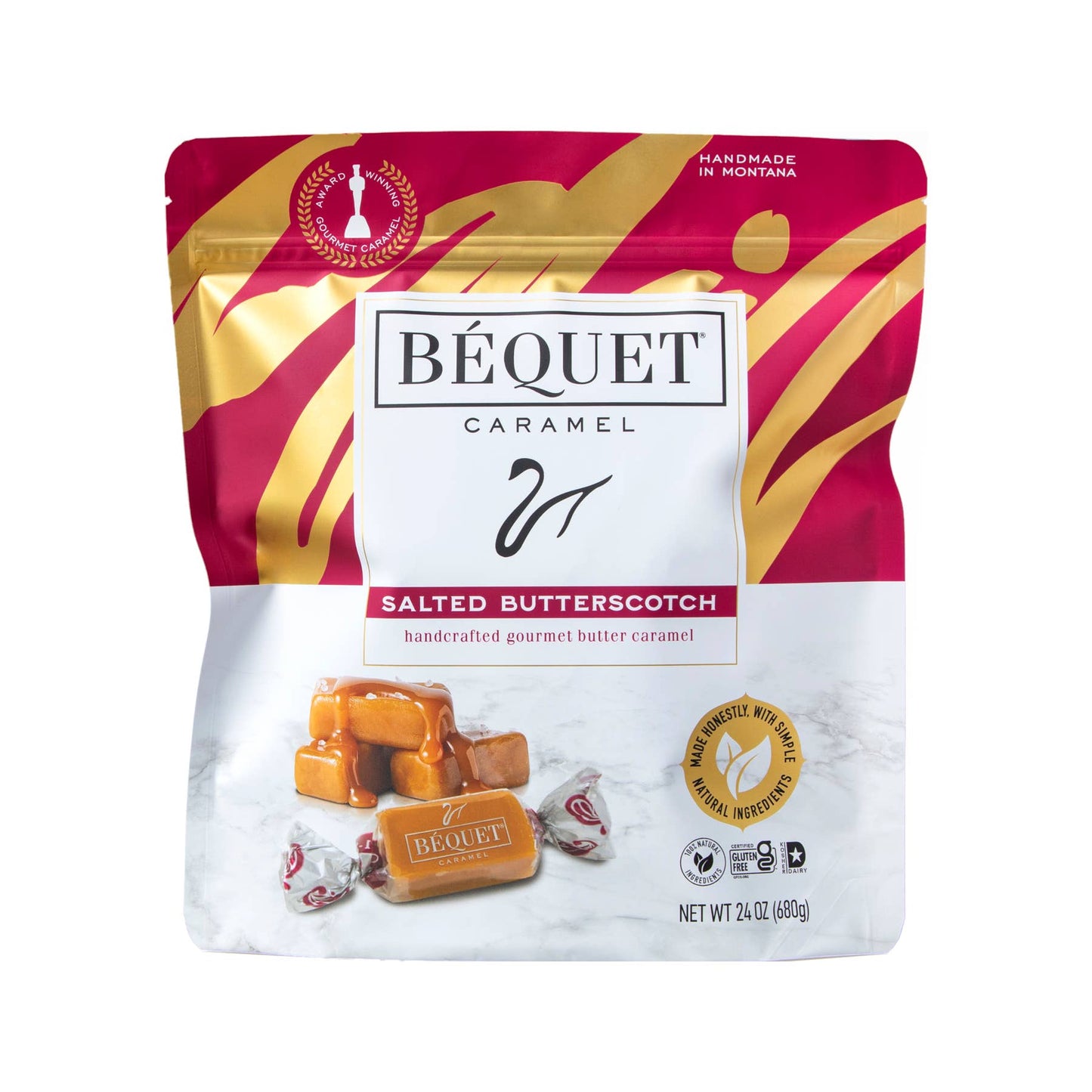 Béquet Gourmet Caramel 24 oz Resealable Pouch: Chewy