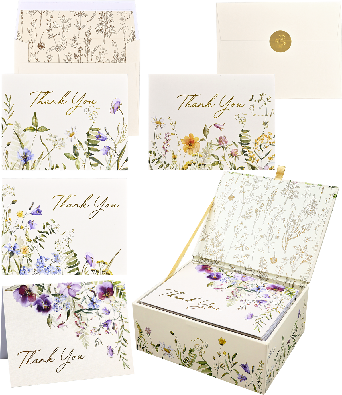 Wildflowers Premium Thank You Note Cards