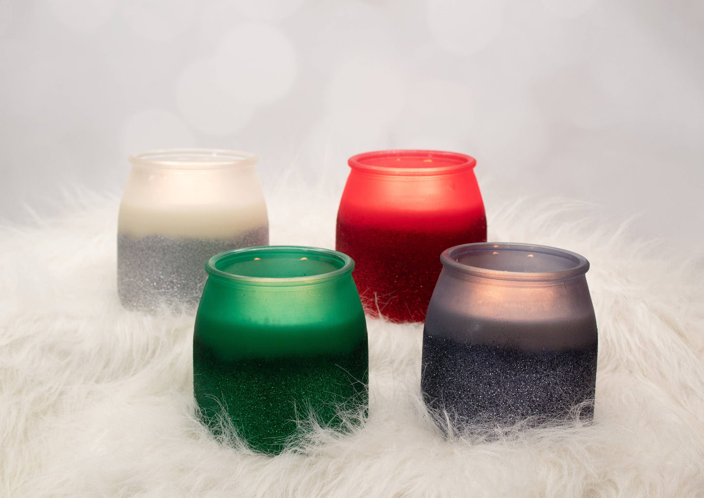 Winter Limited Edition Soy Candles: 16oz Frosted Glitter Jar: Red Glitter - Merry Berry Spice