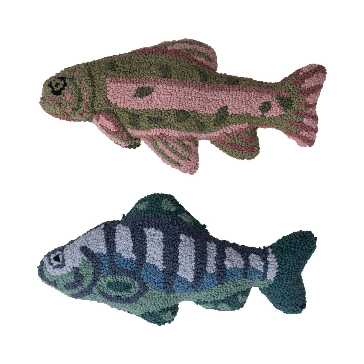Woven Cotton Tufted Fish Shaped Pillow - 2 Styles