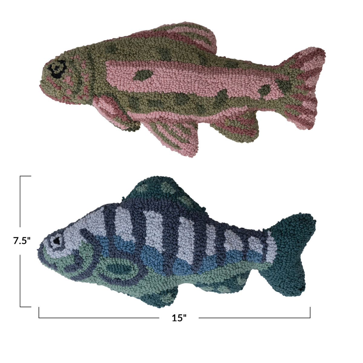 Woven Cotton Tufted Fish Shaped Pillow - 2 Styles
