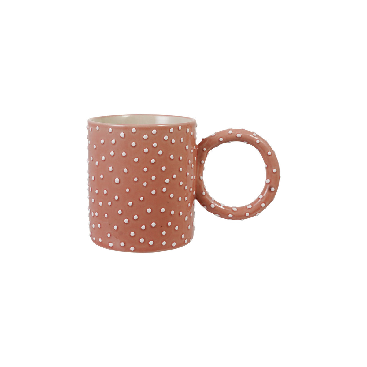 14 oz. Hand-Painted Stoneware Mug with Raised Dots