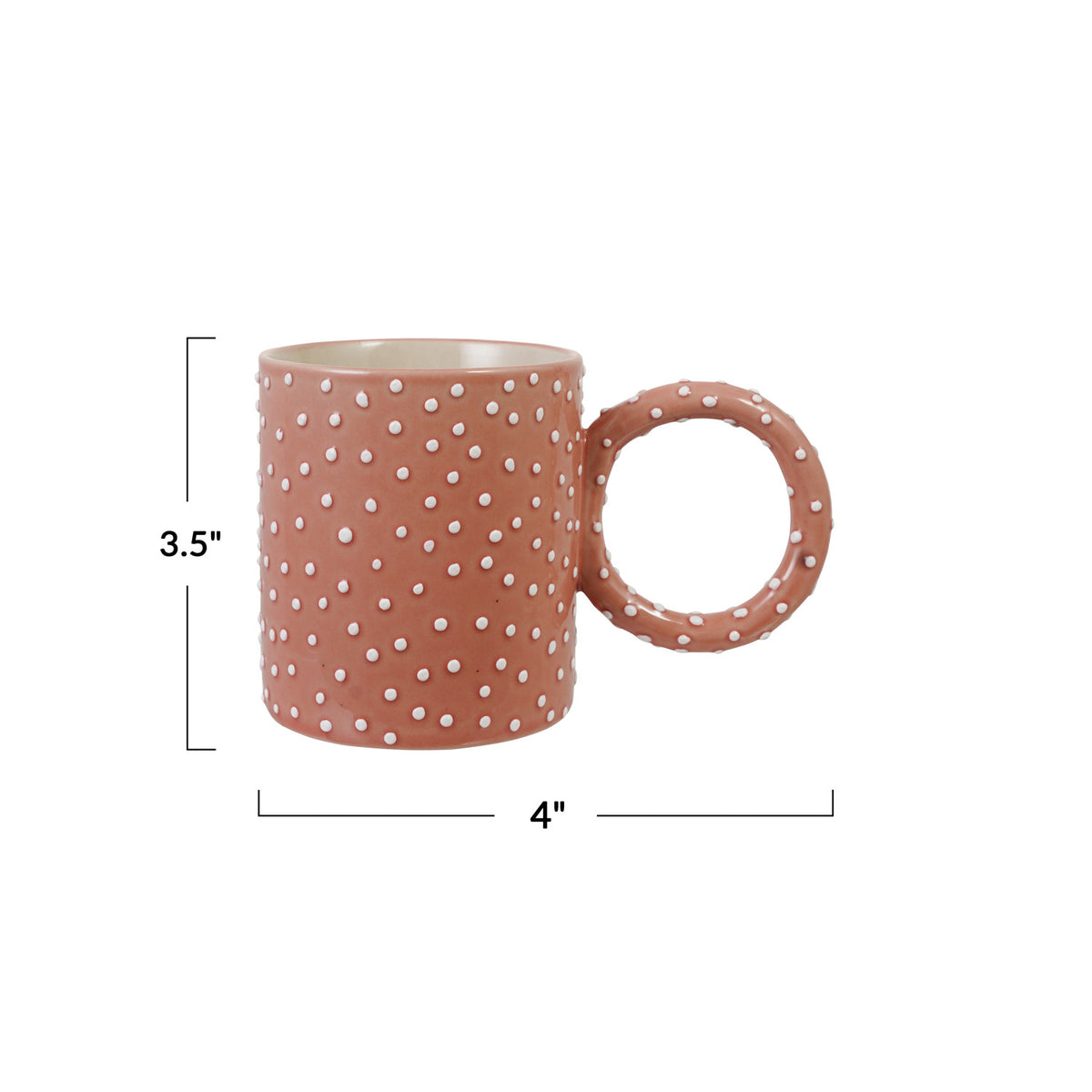 14 oz. Hand-Painted Stoneware Mug with Raised Dots