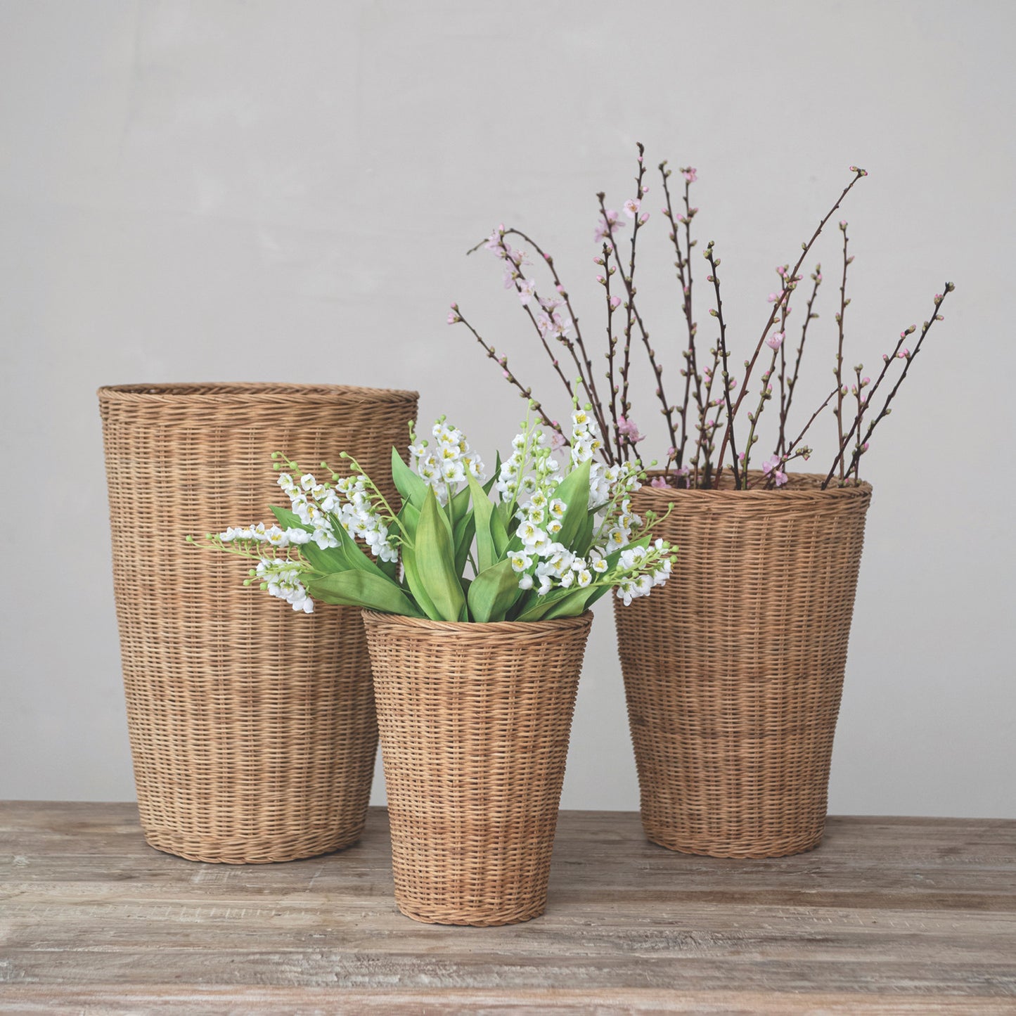 Hand-Woven Rattan Baskets - Assortment of Sizes