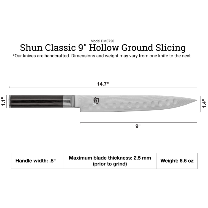 DM0720 SHUN Classic 9" Hollow Ground Slicing Knife