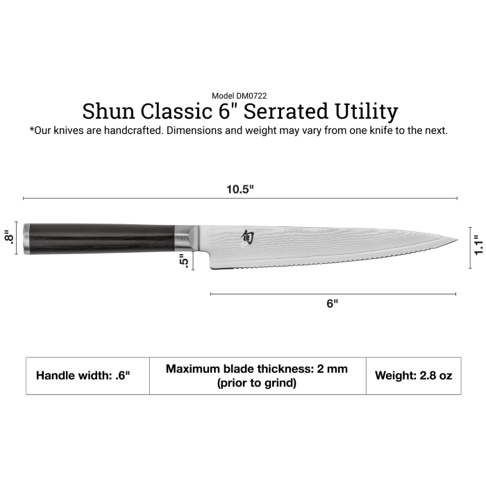 DM0722 SHUN CLASSIC SERRATED UTILITY 6in