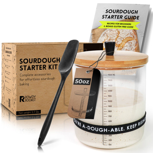 X003X7GF9D Sourdough Starter Jar Kit with Glass Jar, Spatula & More