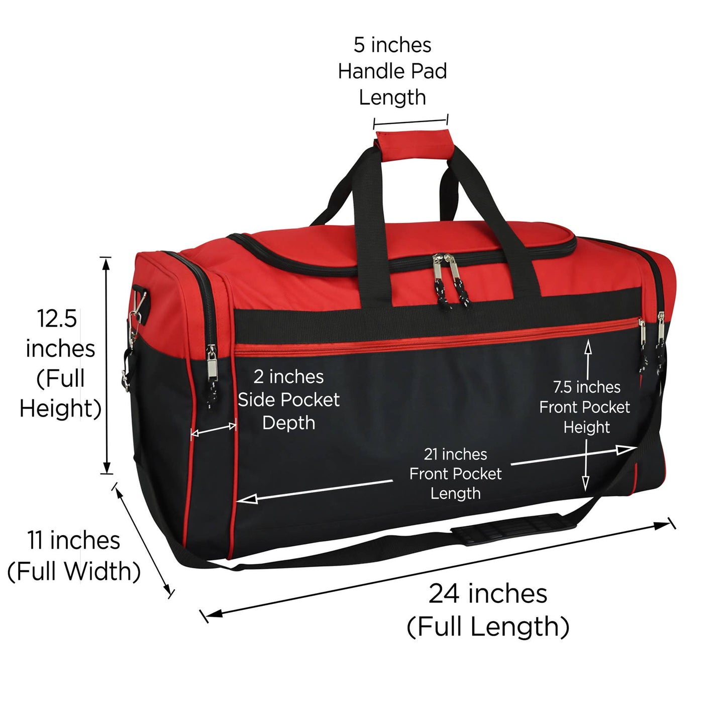 DALIX 25" Extra Large Vacation Travel Duffle Bag: Black