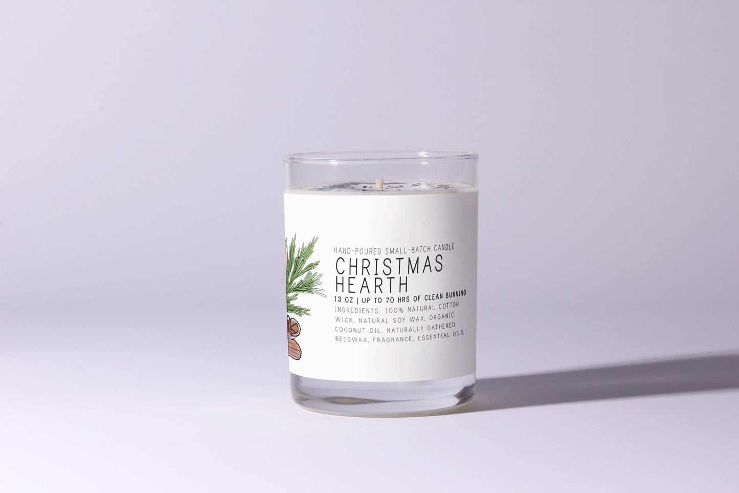 Christmas Hearth - Just Bee Candles: 13 oz (up to 60 hrs of clean burning)
