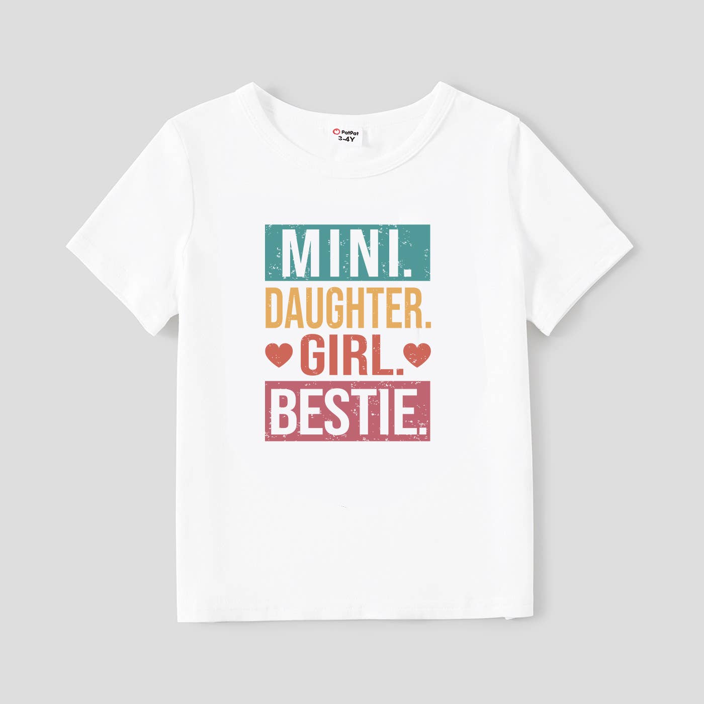 Mother's Day Mommy and Me Colorful Text Design Bestie Tee: White / Girl: 3-4 Years
