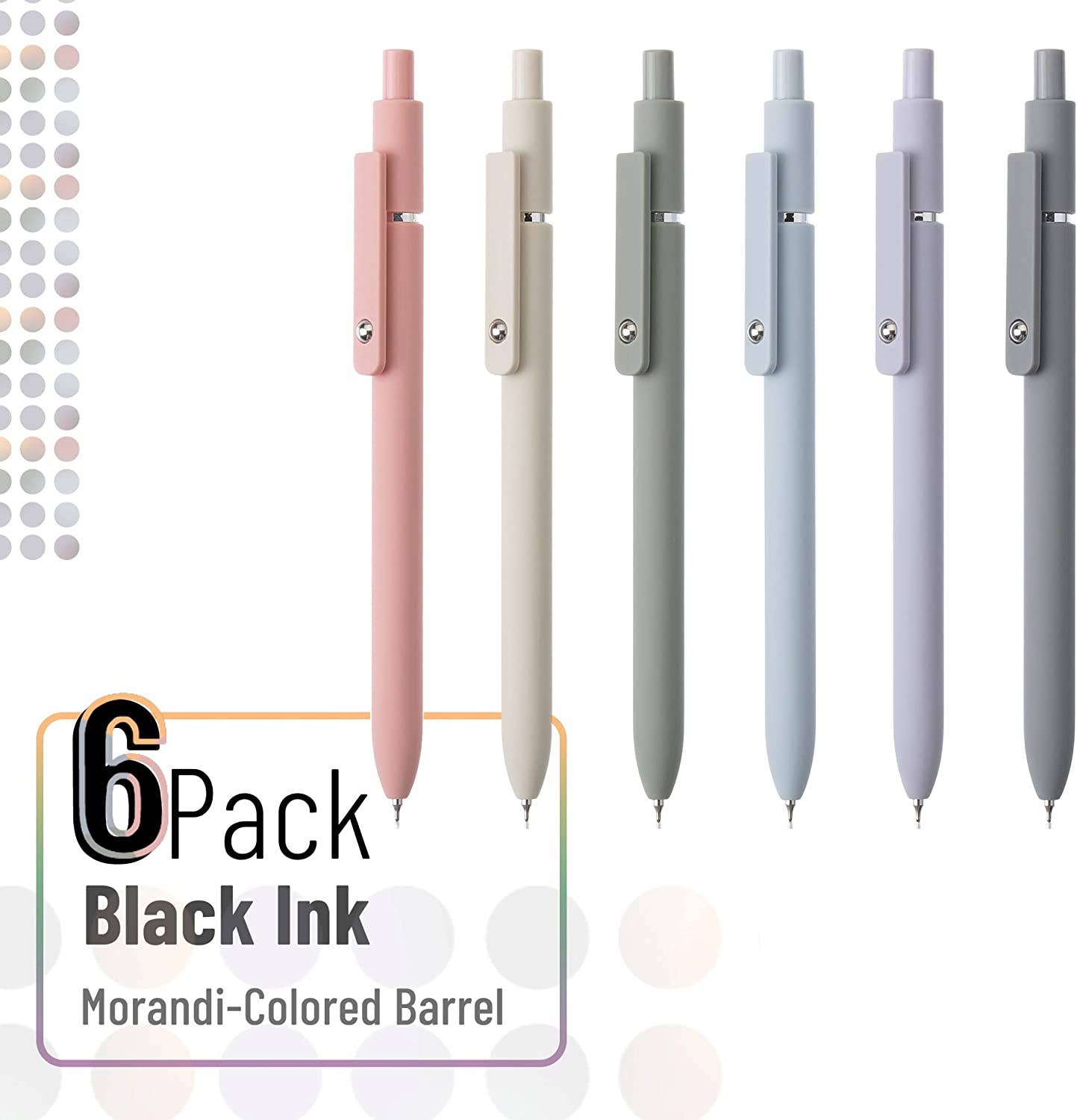 Retractable Fine Point Gel Pens, 6 Pack, Morandi: 6 pack, Morandi Barrels