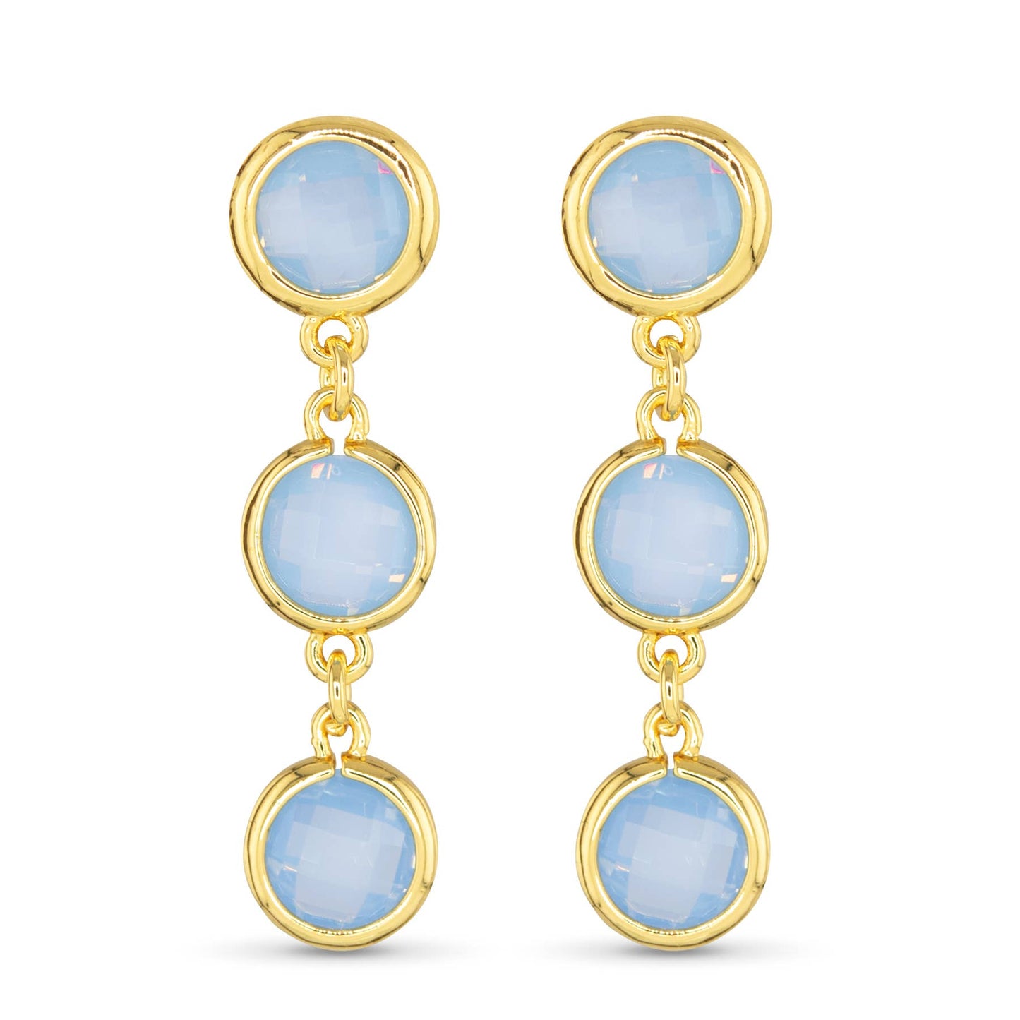 Faceted CZ Earrings | Ice Blu Collection: Milky White / Sterling Silver Dipped