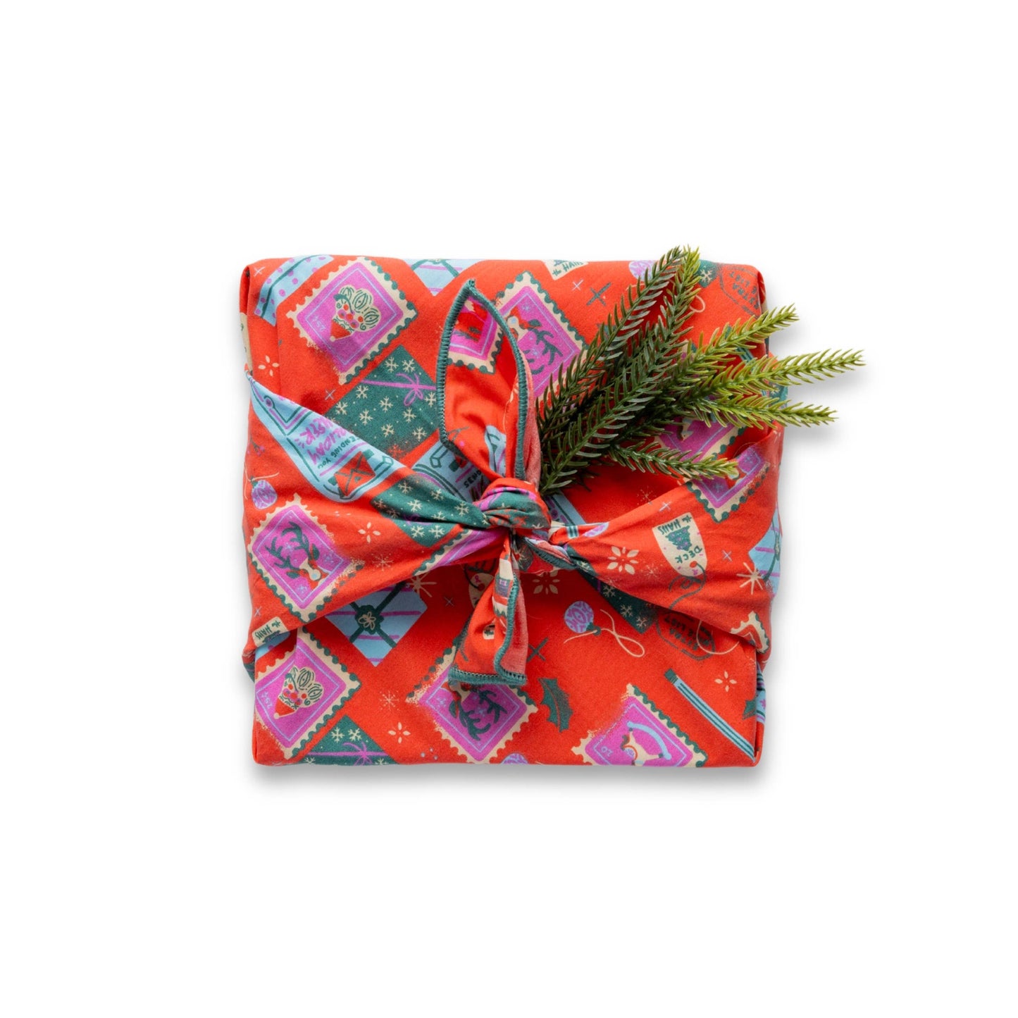 Reusable Fabric Gift Wrap, Season's Greetings, Org. Cotton