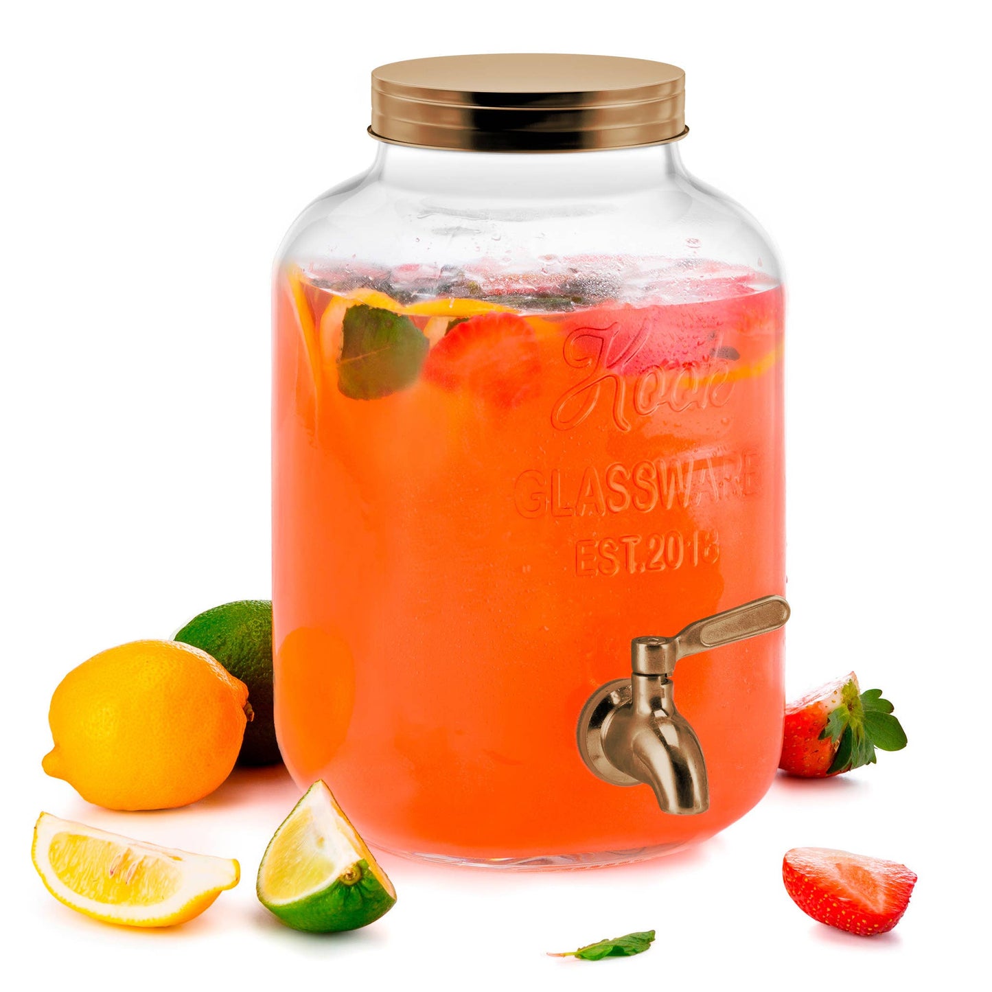 Kook Glass Drink Dispenser with Stainless Steel Spigot 1 Gal: Rose Gold