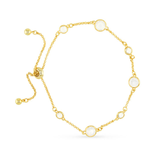 Faceted CZ Bracelet | Ice Blu Collection: Milky White / 18K Gold Dipped