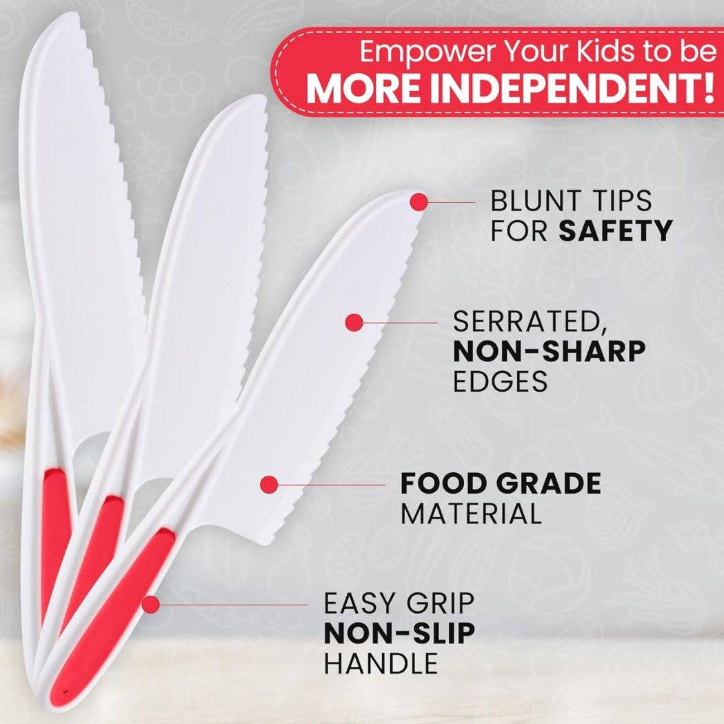 Safety Knife Set for Kids - 3 Piece: Red