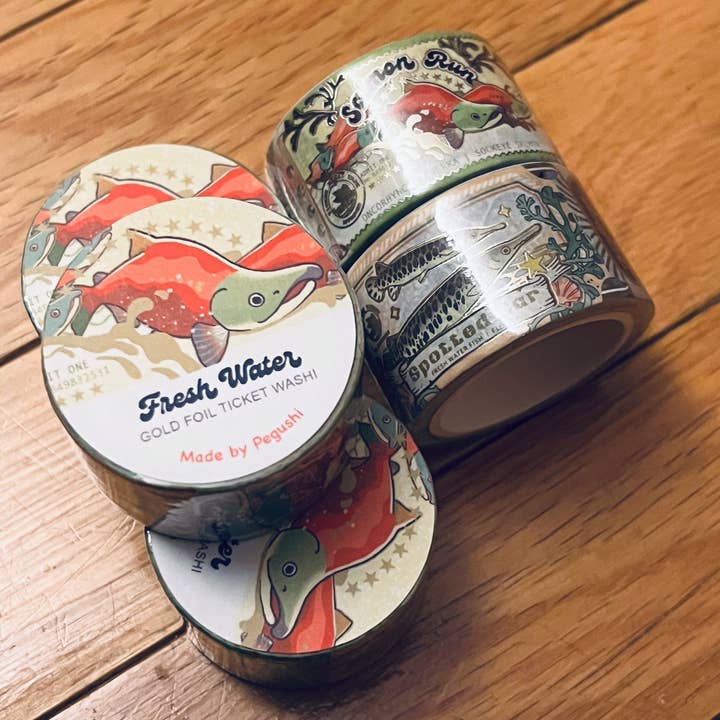 Gold Foil Fresh Water Ticket Washi Tape