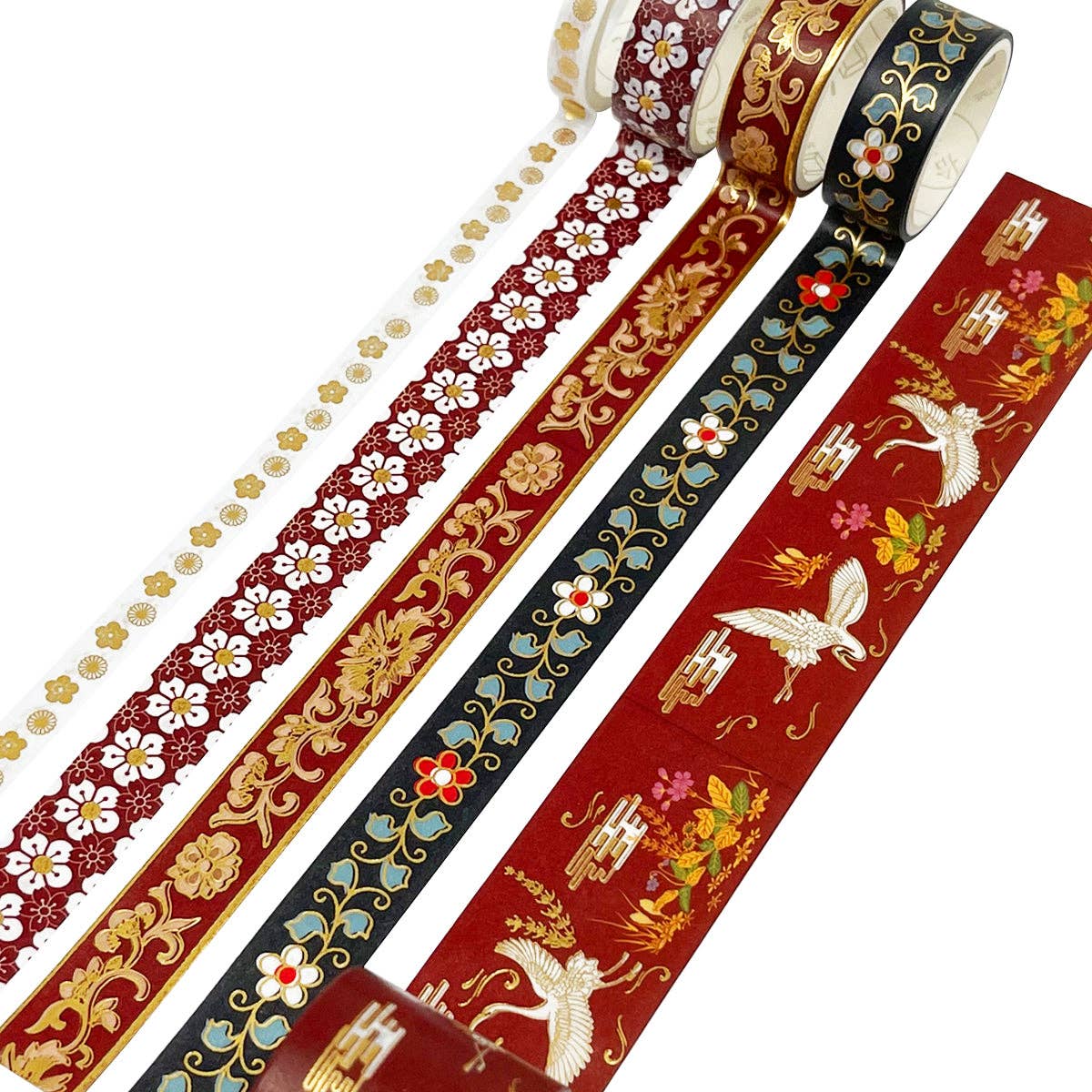 Wrapables Gold Foil Washi Tape in Gift Box Set for DIY Arts: Floral Fireworks