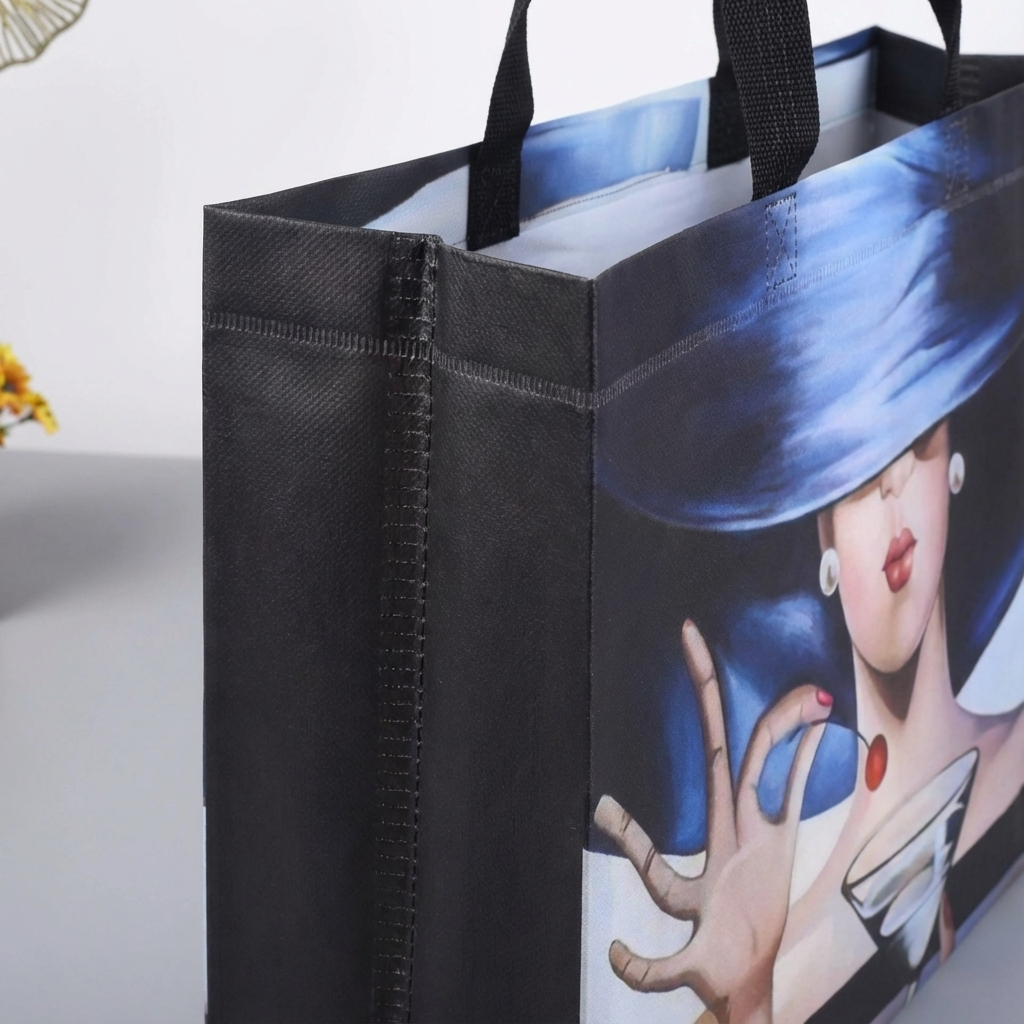 50pcs, 3 Sizes Cherry Hat Pearl Lady Non-woven Gift Bag: Medium