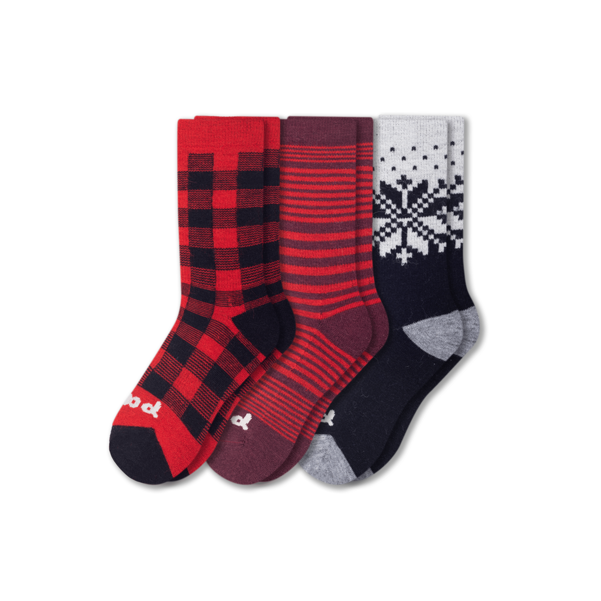 Women's Crew Pacas Socks: Medium / Large (US: 8.5 - 11.5+) / HOLIDAY/ Red Santa Alpaca & HOLIDAY/ Green Tree & HOLIDAY/ Green/ Red Stripe