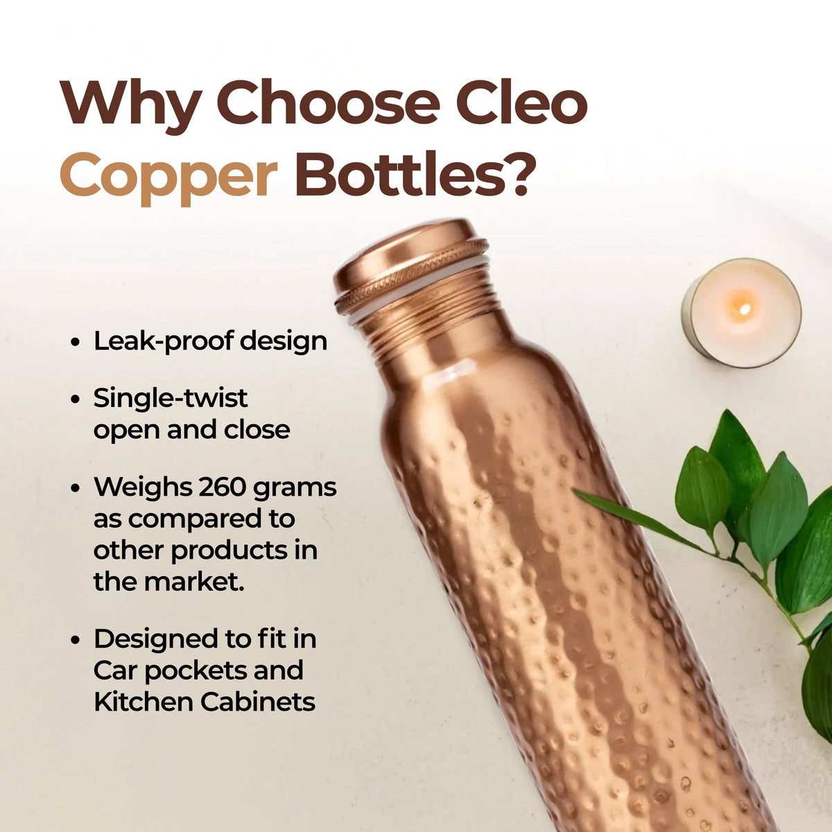 Handcrafted Ayurvedic Copper Water Bottle