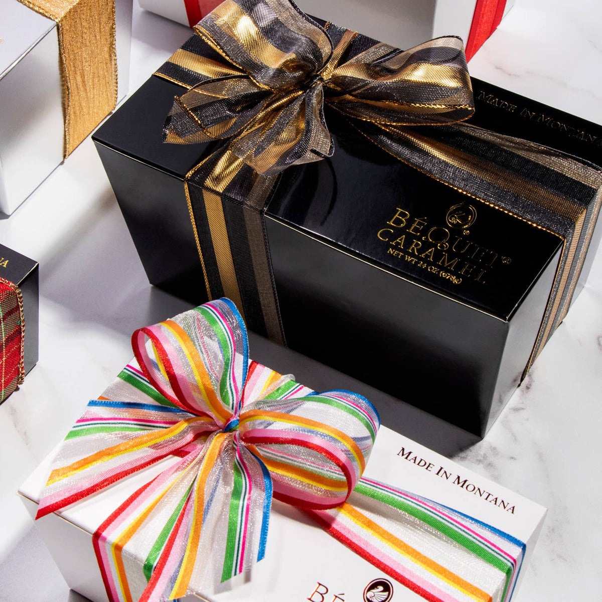 Béquet Gourmet Caramel 11 oz Ballotin Gift Box: Assorted Best Sellers Mix / Silver