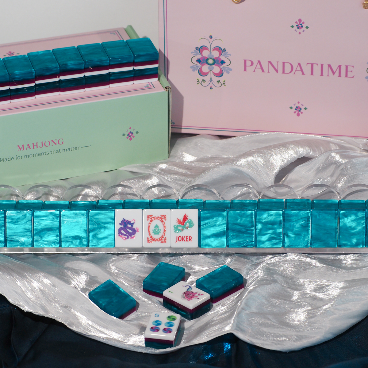 Jade Bloom Mahjong Set - Sapphire Blue 09-02