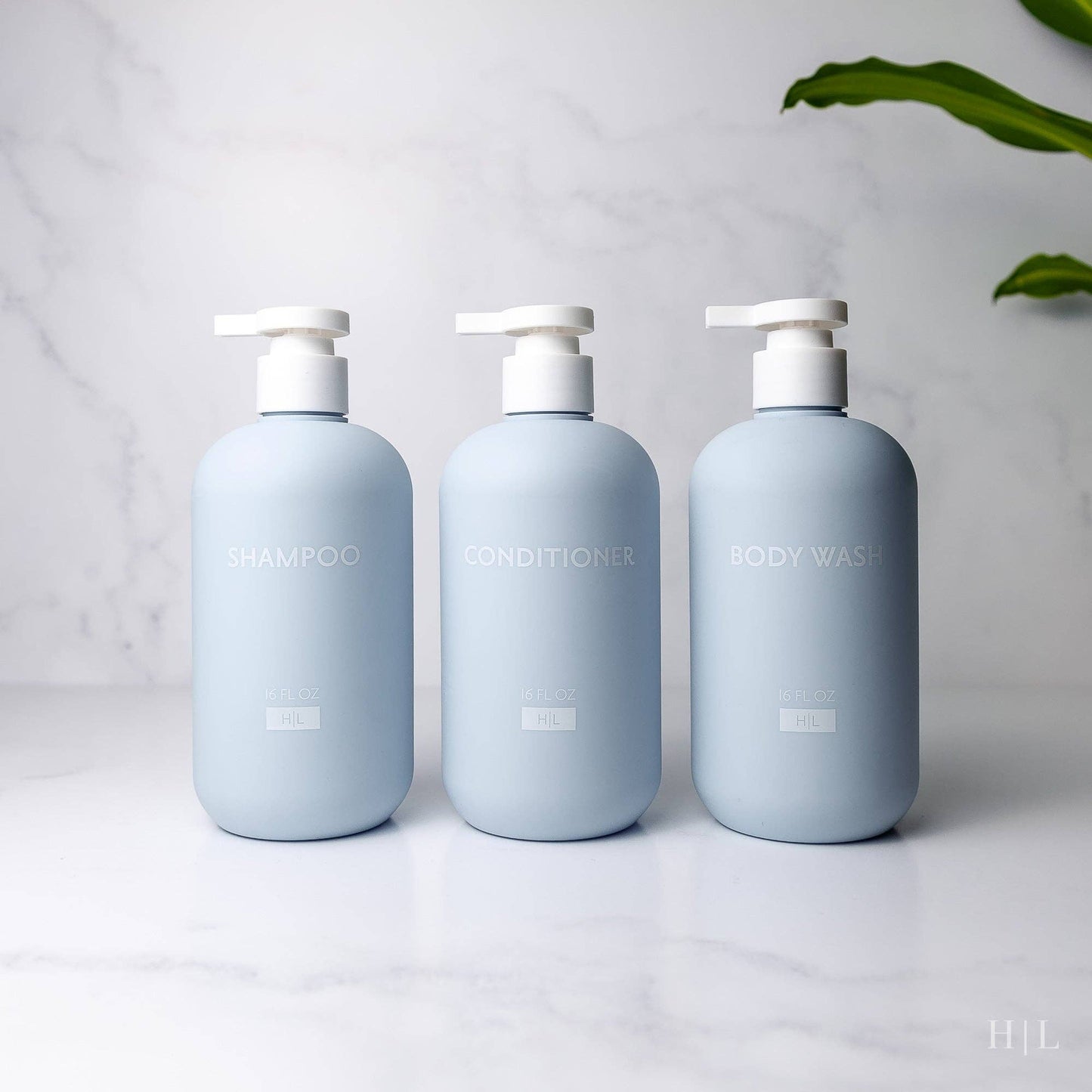 Color Series Shower Dispenser Set of 3 - Waimea Collection, Sky Blue: White Bamboo Pump
