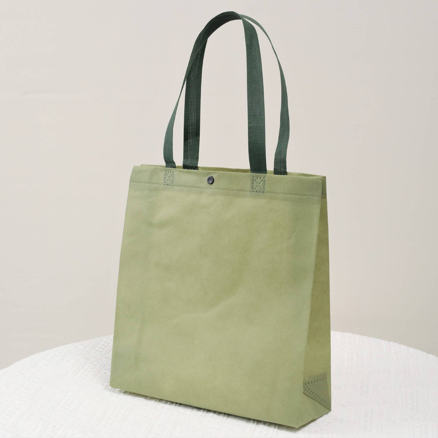 50pcs, 4 Sizes Matcha Green Handle Button Non-woven Gift Bag: Xlarge
