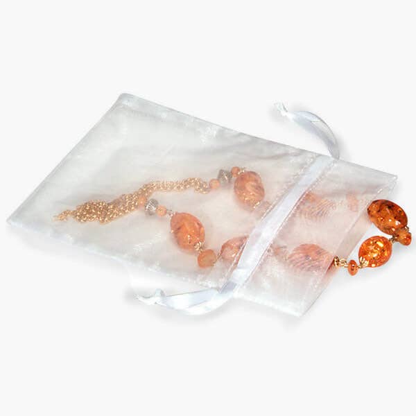 Organza Sheer Bags with Satin Drawsting Ribbon : Ivory / 10 Pack / 4x6"
