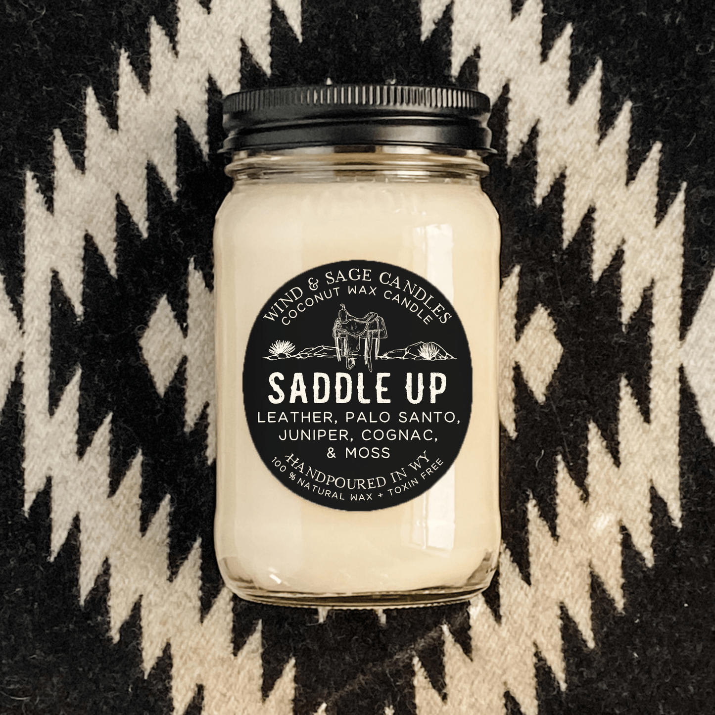 Saddle Up Mason Jar Candle, 100% Natural Wax, Made in WY: Medium