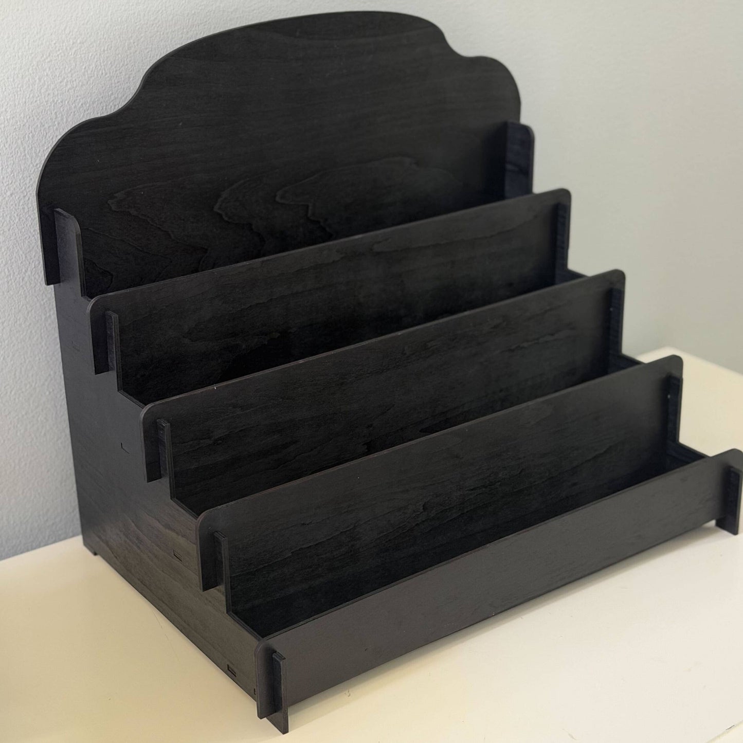 4 Tier Wooden Greeting Card Display Rack - Black