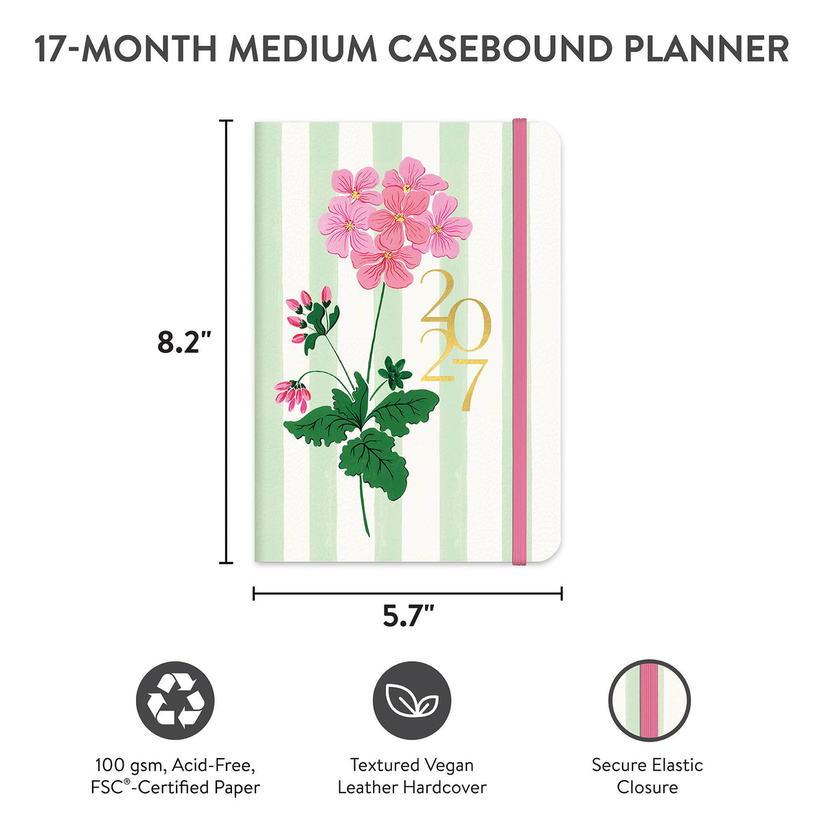 2027 Cabana Blooms Medium Casebound Planner