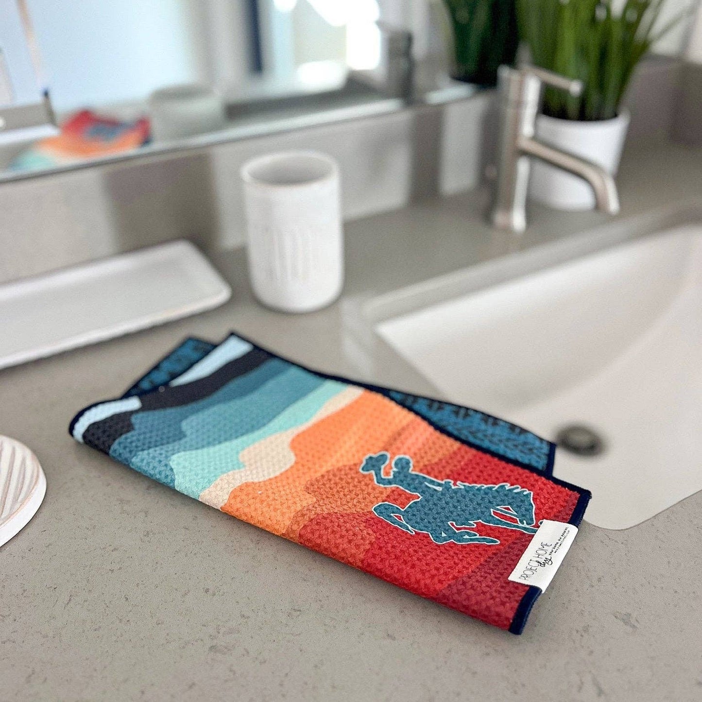 Wyoming Cowboy | Waffle Weave Microfiber Towels Kitchen & Bath: Hand Towel
