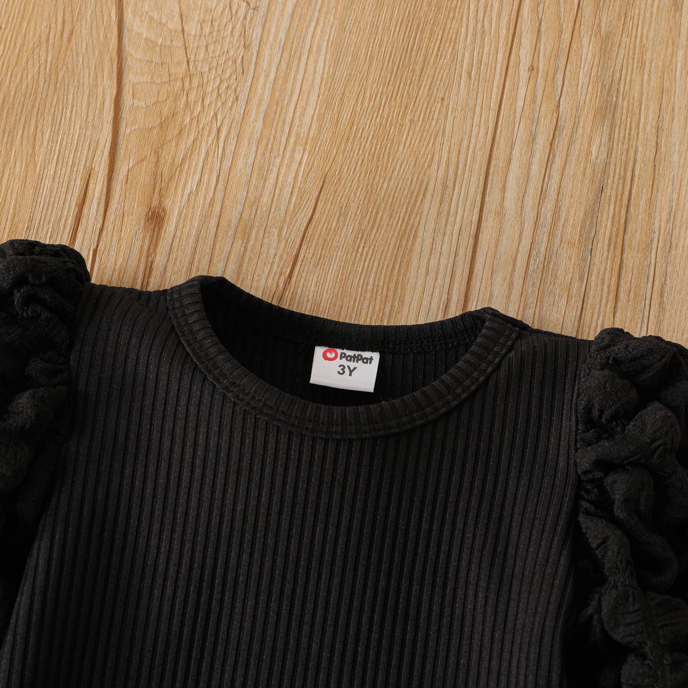 Girl Textured Ribbed Long Puff-sleeve Solid Color Tee: Yellow / 4-5 Years